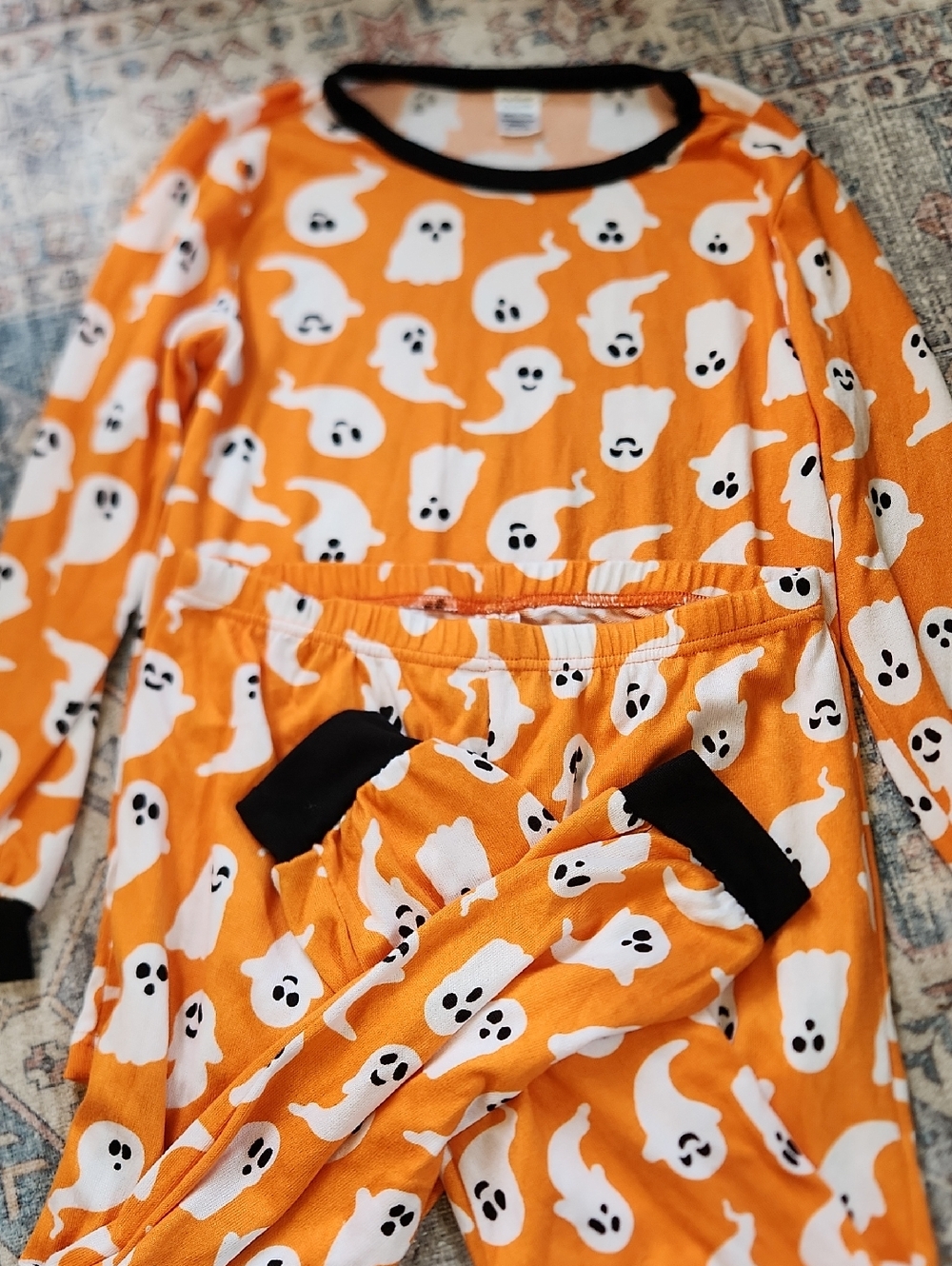 Halloween Ghost Pajama Set - Orange & White